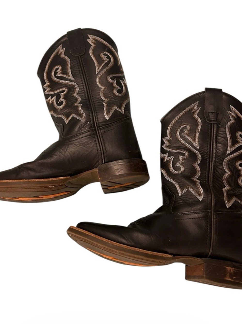 BCBGeneration Kids Western Boots Black Leather Lightning Sole Youth Size 4